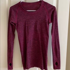 lululemon swiftly long sleeve tee burgundy size 4
